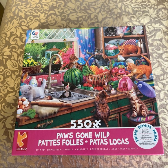 Ceaco Other - Ceaco Jigsaw Puzzle PAWS GONE WILD Playful Cats n Kitchen Kittens 550 Pc 24 x 18